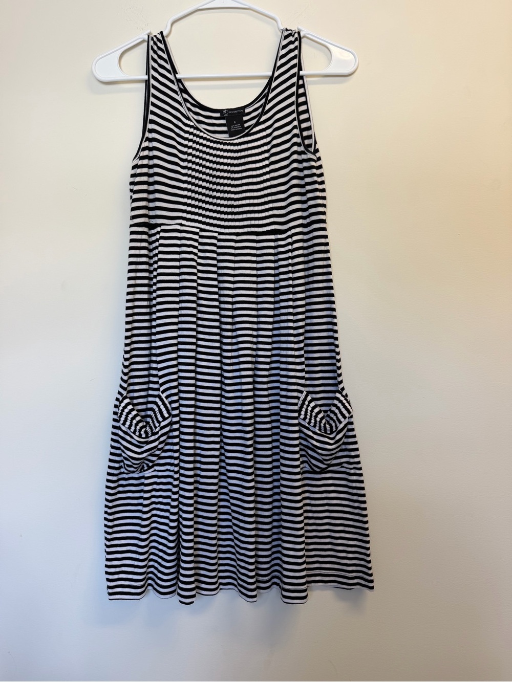 new directions Black and White Striped Tank Dress with Pockets